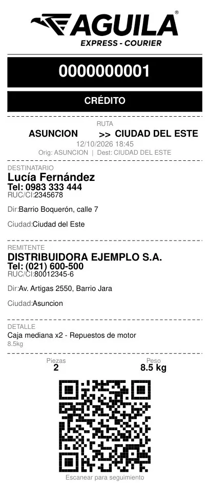 Ticket a crédito